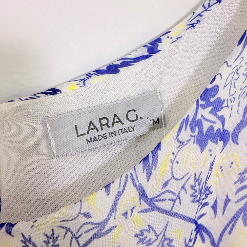 Lara G. Guidotti Blue White Damask Silk Blend Sleeveless Maxi Dress Size M Italy - Picture 4 of 7